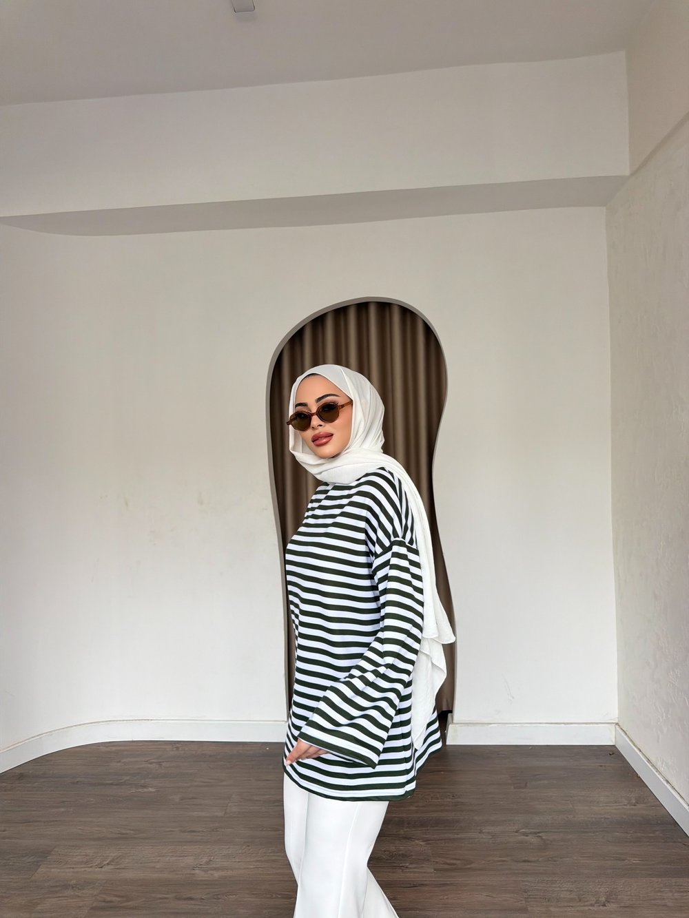 Çizgili Sweat - Yeşil