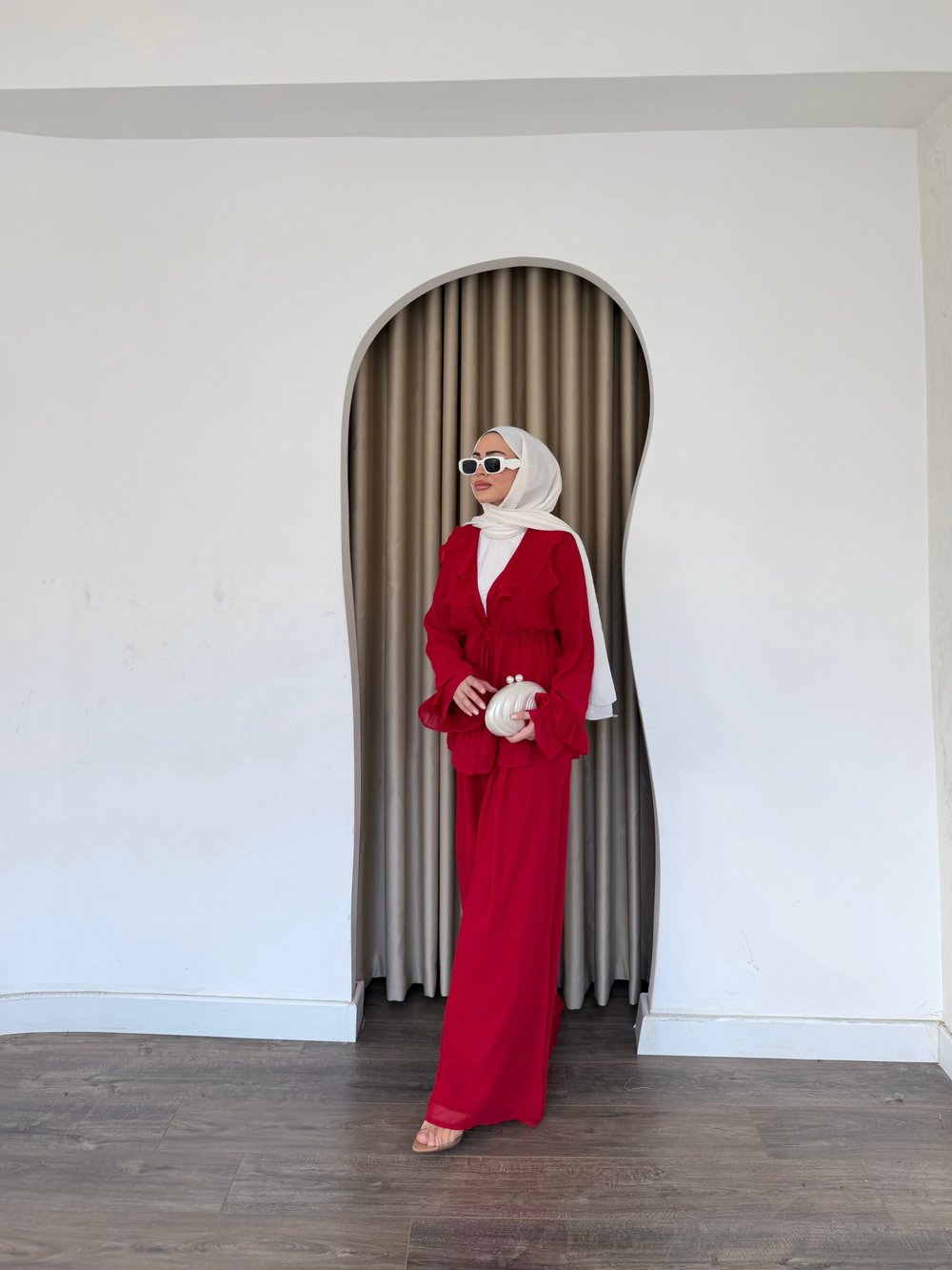Deva Şifon Takım - Kırmızı