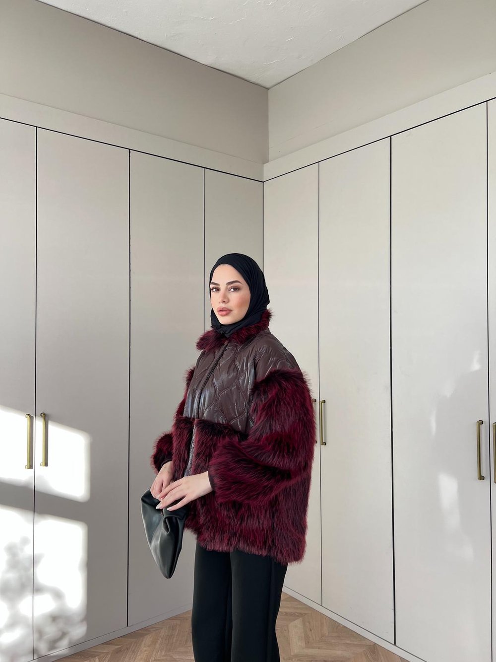 Dina Kürk Detaylı Mont Bordo