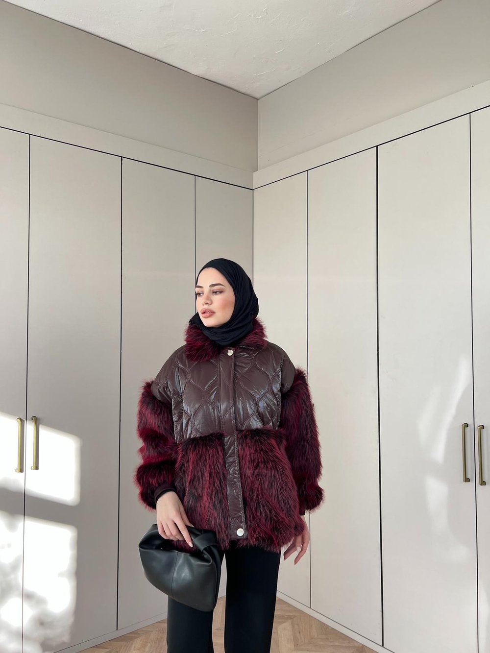 Dina Kürk Detaylı Mont Bordo