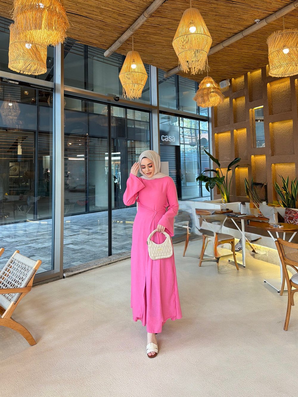 Dora Müslin Elbise - Pembe