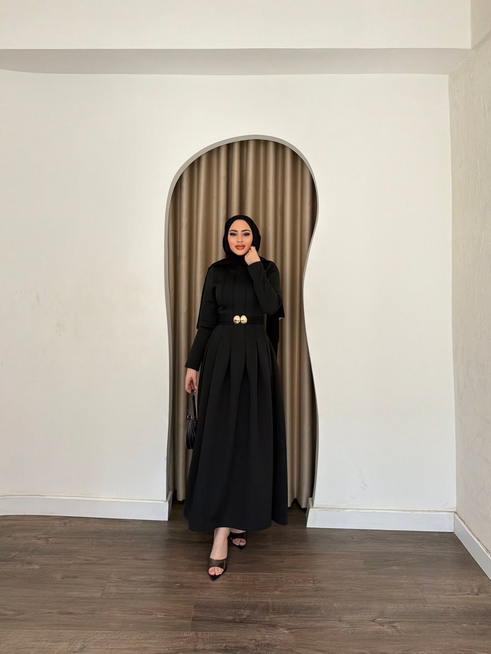 Ella Scuba Elbise - Siyah