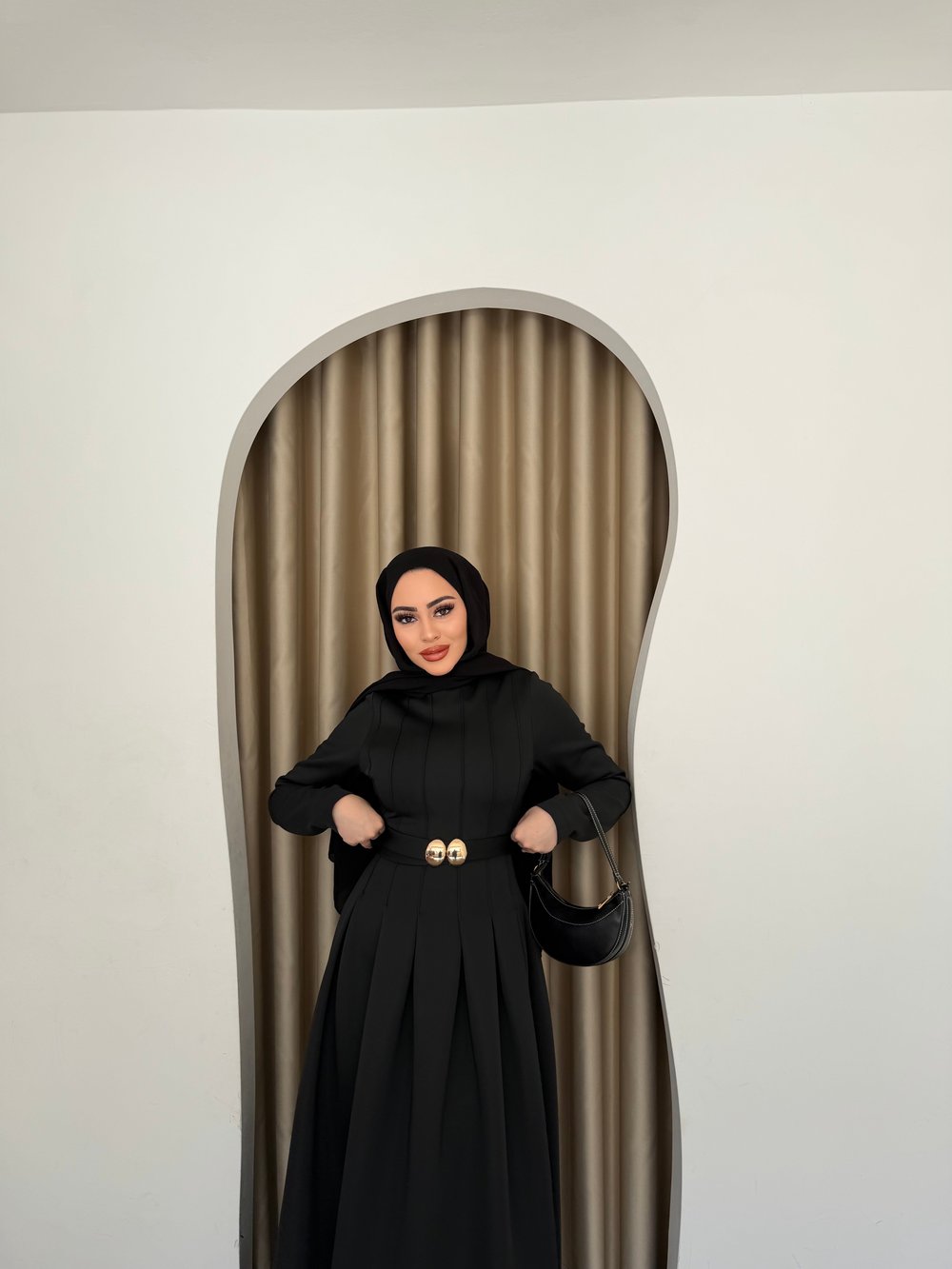 Ella Scuba Elbise - Siyah