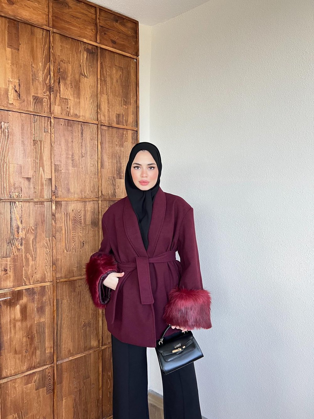 Elvan Keçe Kaban Bordo