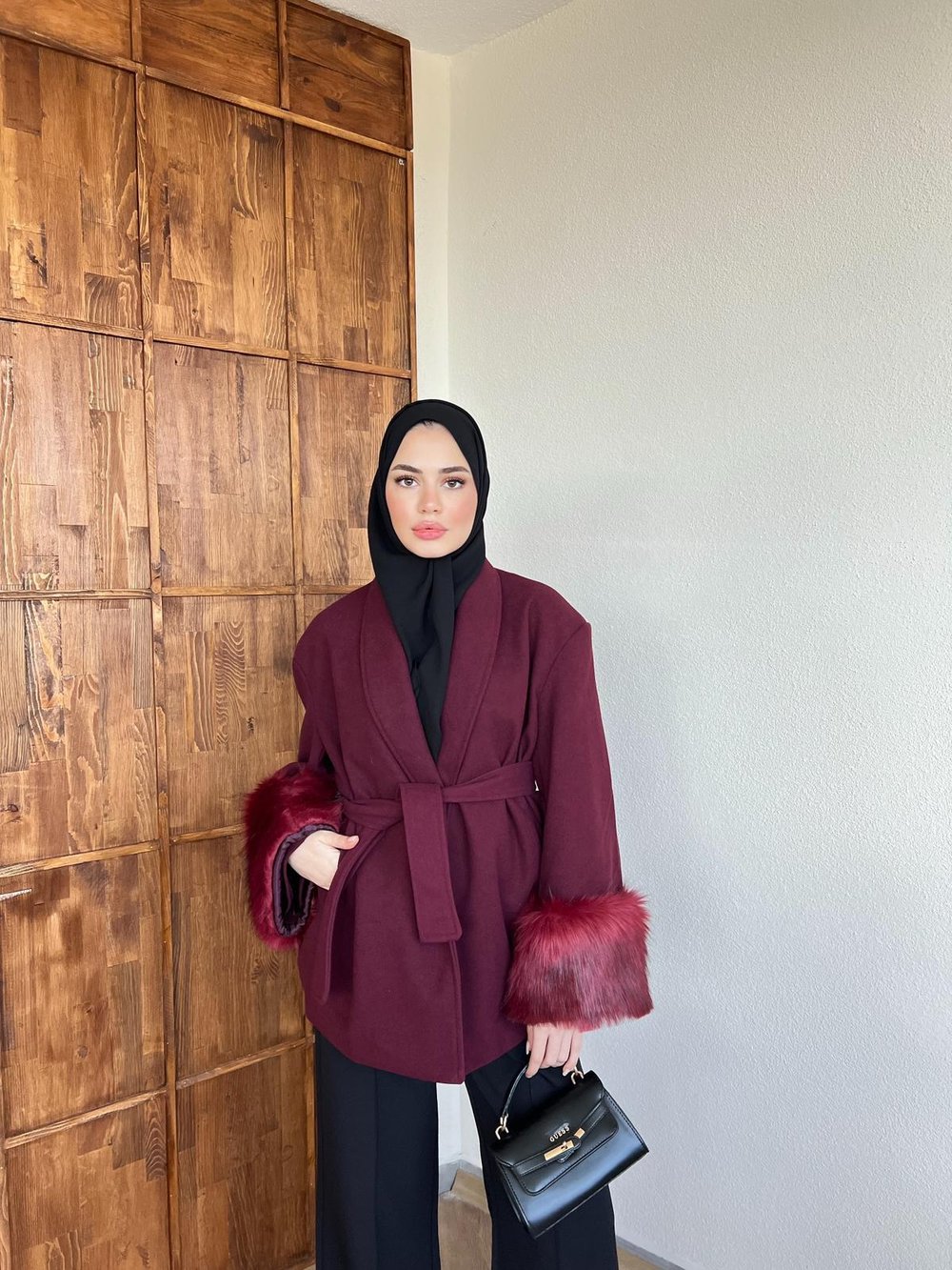 Elvan Keçe Kaban Bordo