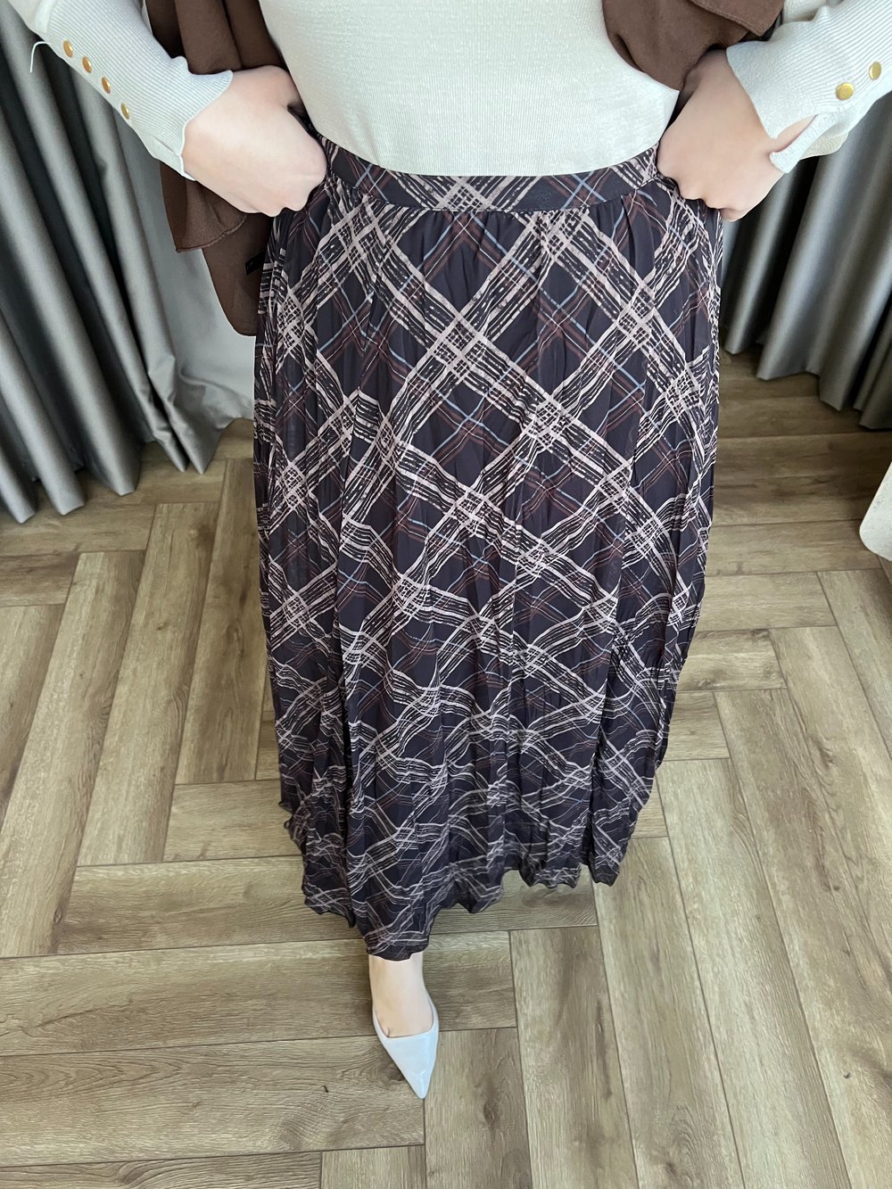 Etenik Desen Etek Kahve - Krem