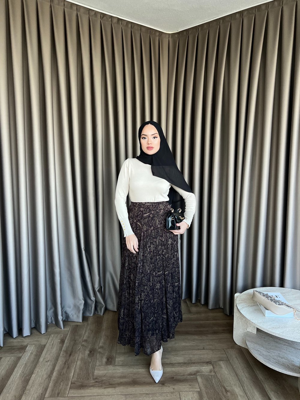 Etnik Desen Etek Kahve - Yeşil 