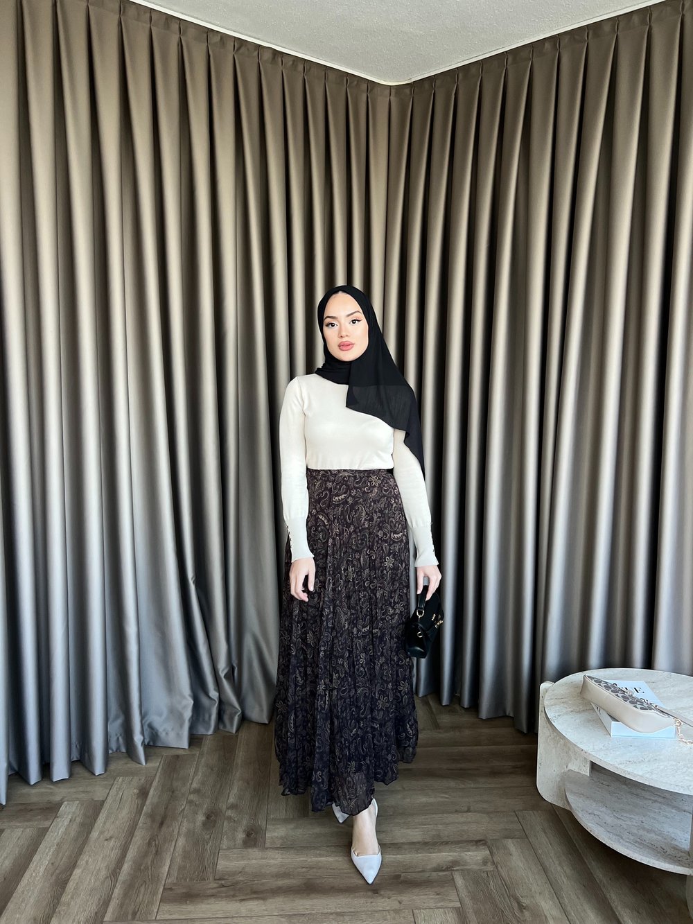 Etnik Desen Etek Kahve - Yeşil 