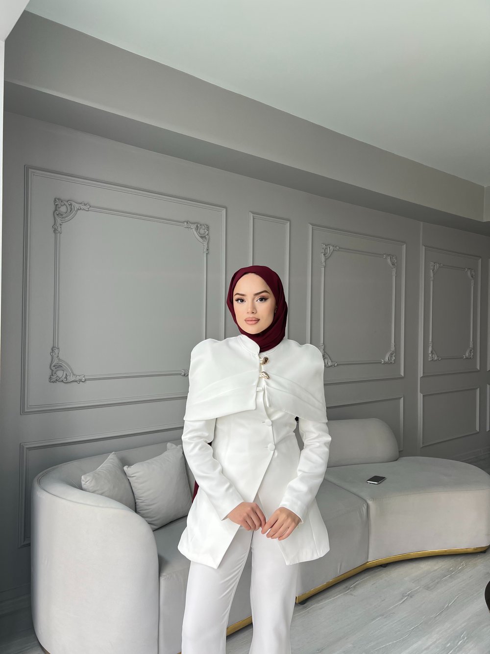 Fşy-Marci Gold Düğmeli Takım - Beyaz