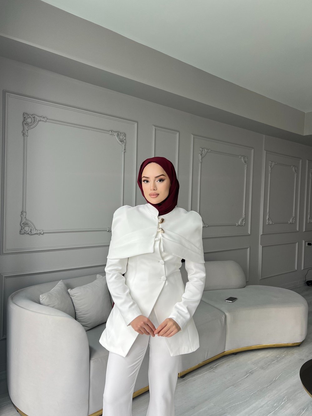 Fşy-Marci Gold Düğmeli Takım - Beyaz