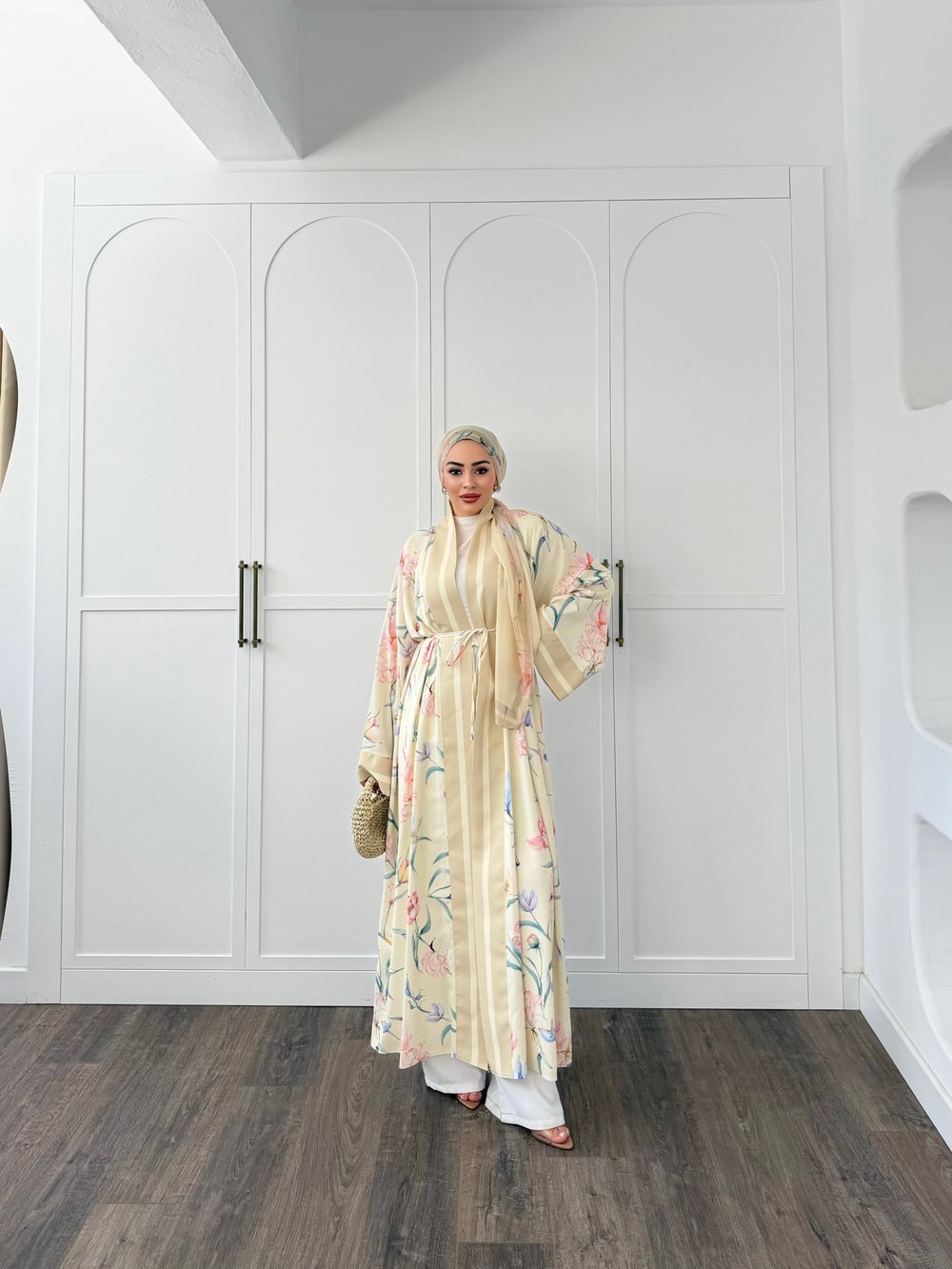 Kelva Abaya Şal Hediyeli - Sarı 