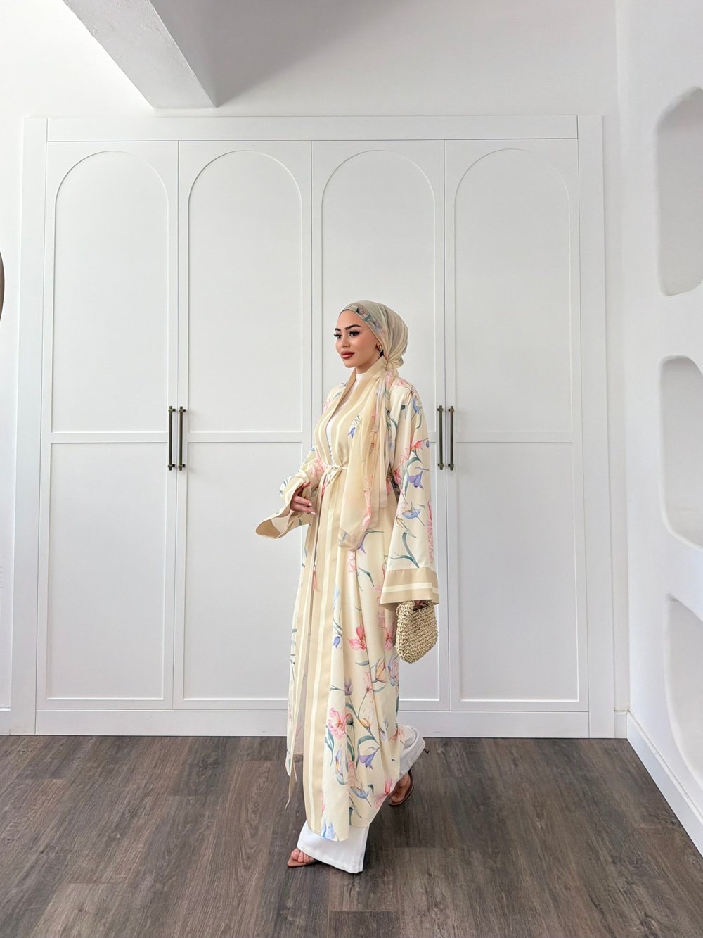 Kelva Abaya Şal Hediyeli - Sarı 