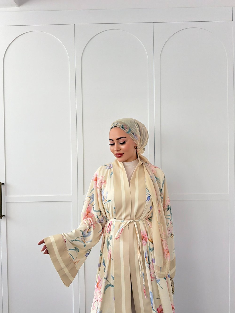 Kelva Abaya Şal Hediyeli - Sarı 