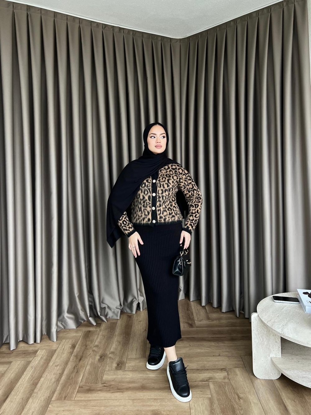 Leopar Desen Jile Kahve-Siyah