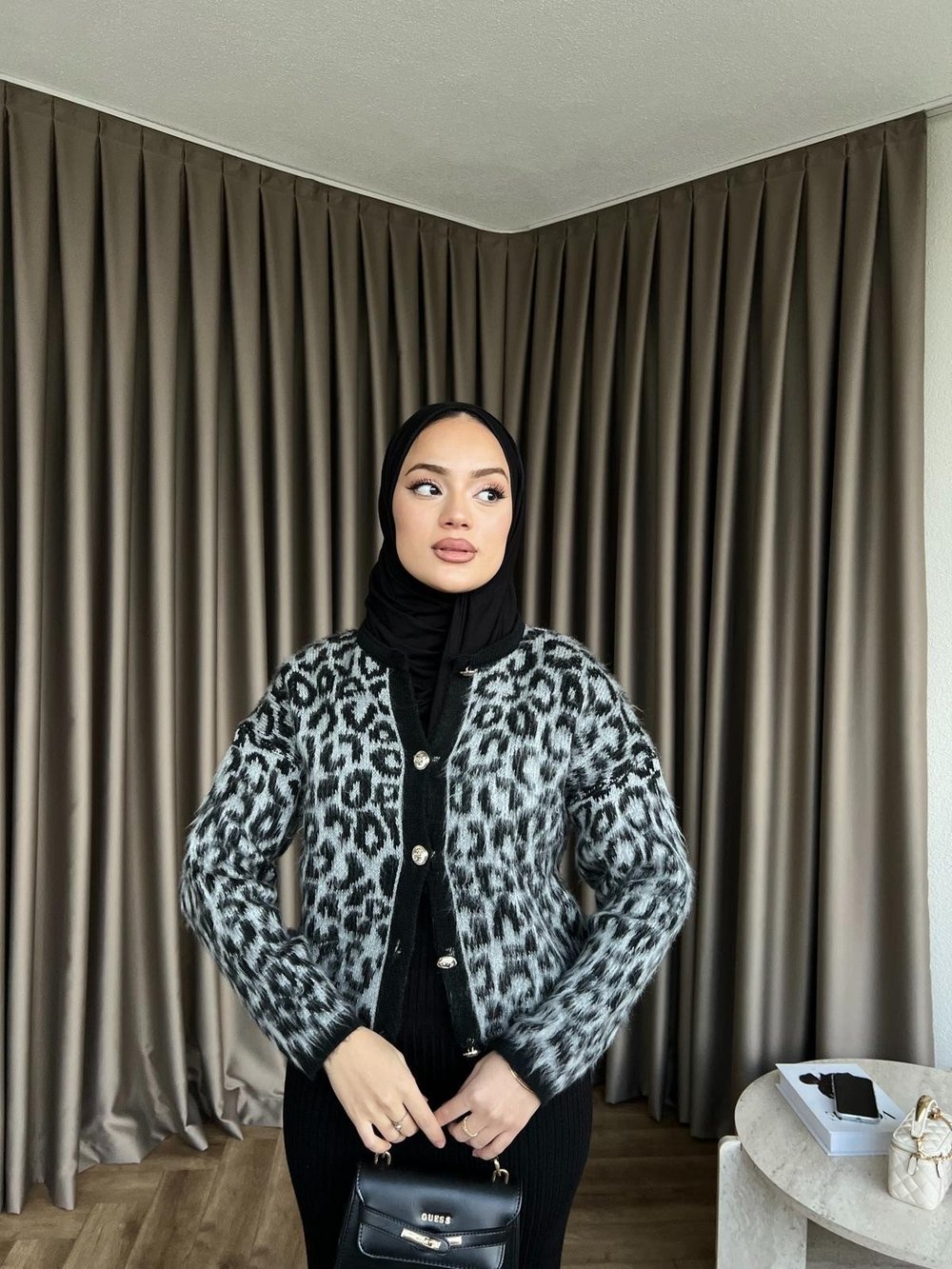 Leopar Desen Jile Siyah-Beyaz