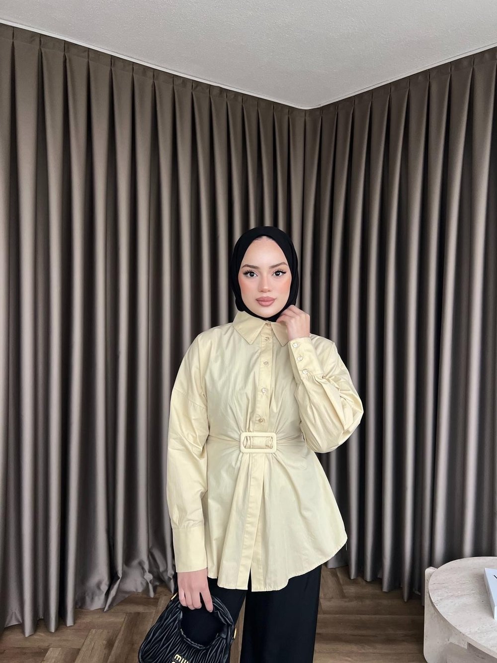 Maks Düğmeli Gömlek - Sarı