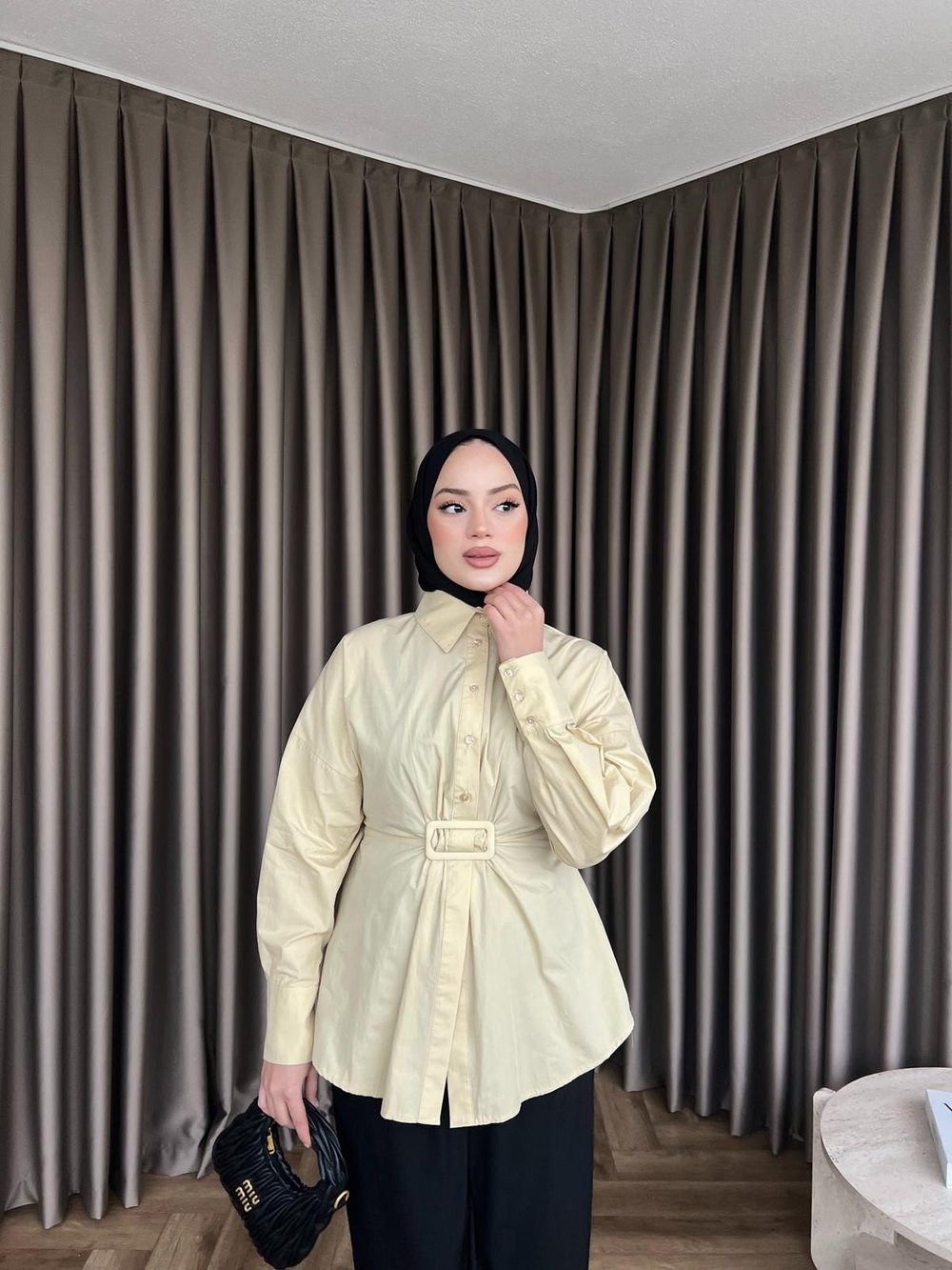 Maks Düğmeli Gömlek - Sarı