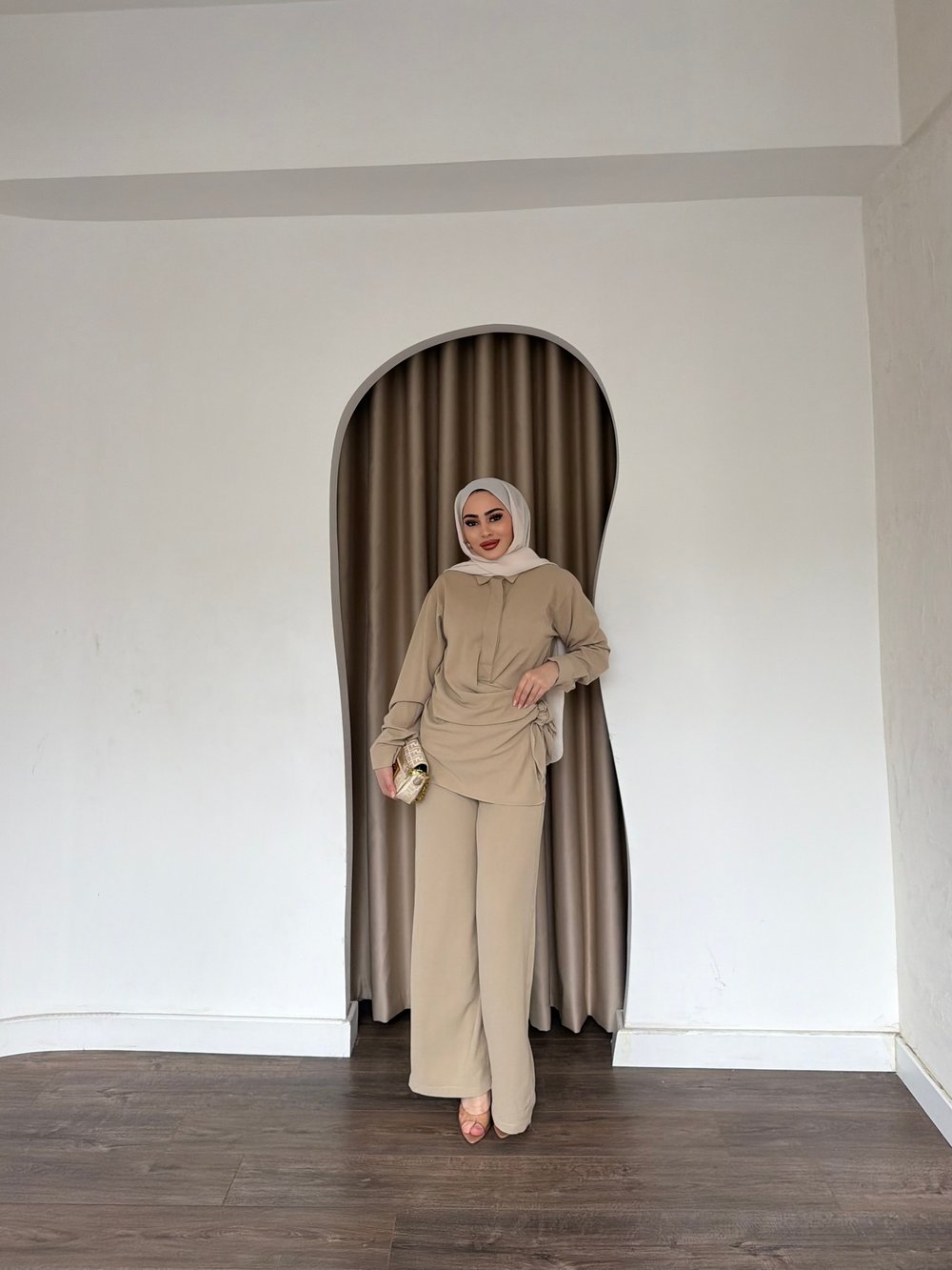 Mevla Bağlamalı Takım - Krem