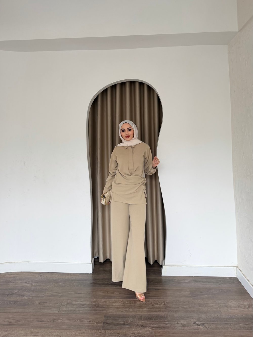 Mevla Bağlamalı Takım - Krem