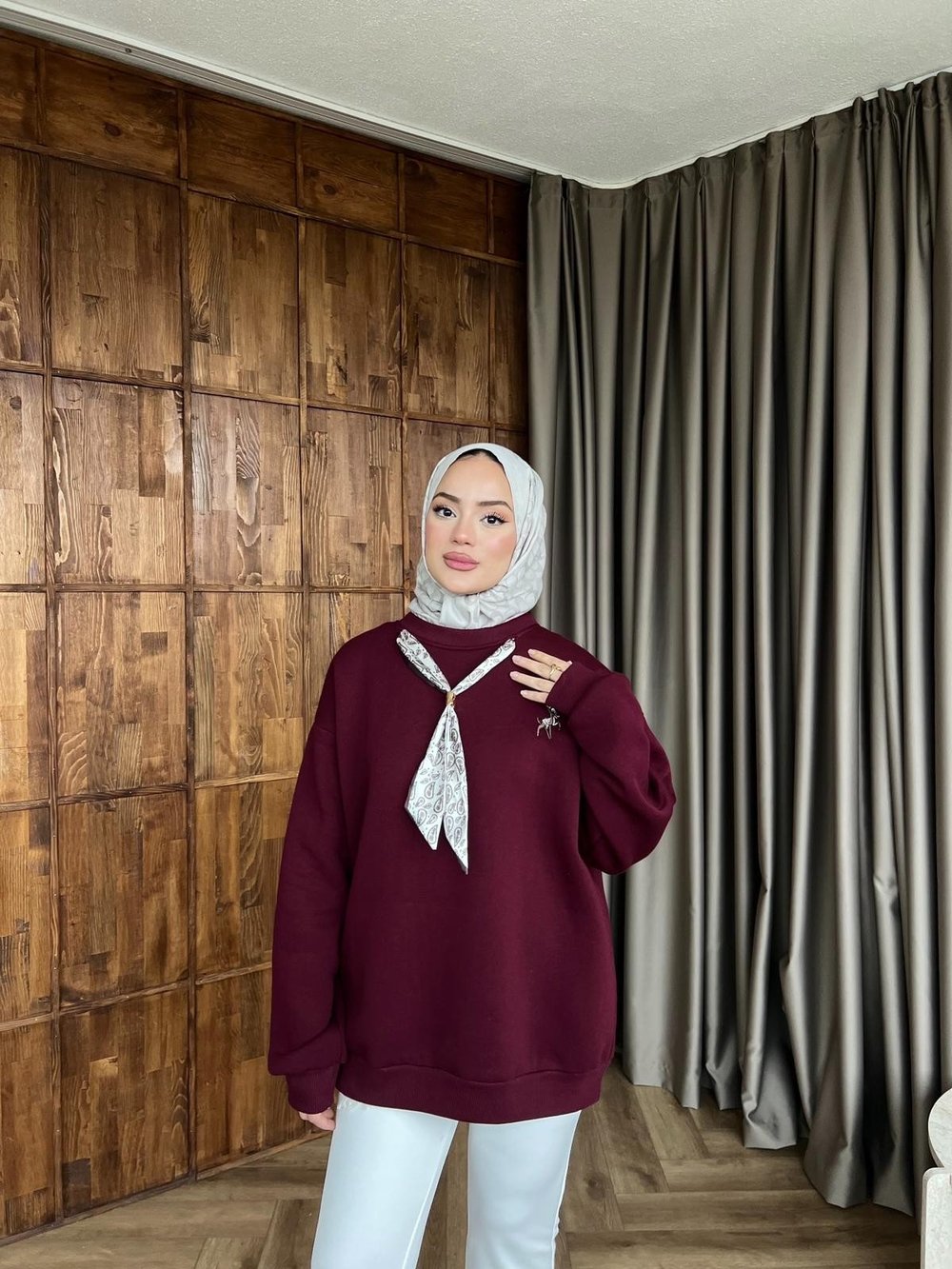 Miki Fiyonklu Sweat - Bordo