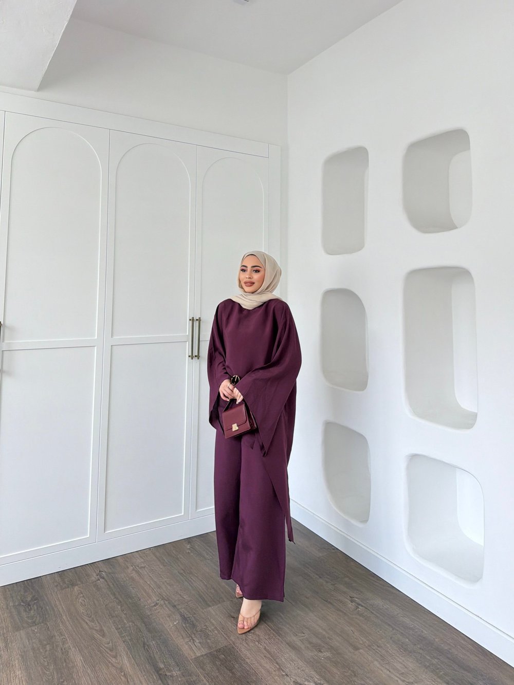Nesly Pelerin Detay Takım - Mürdüm