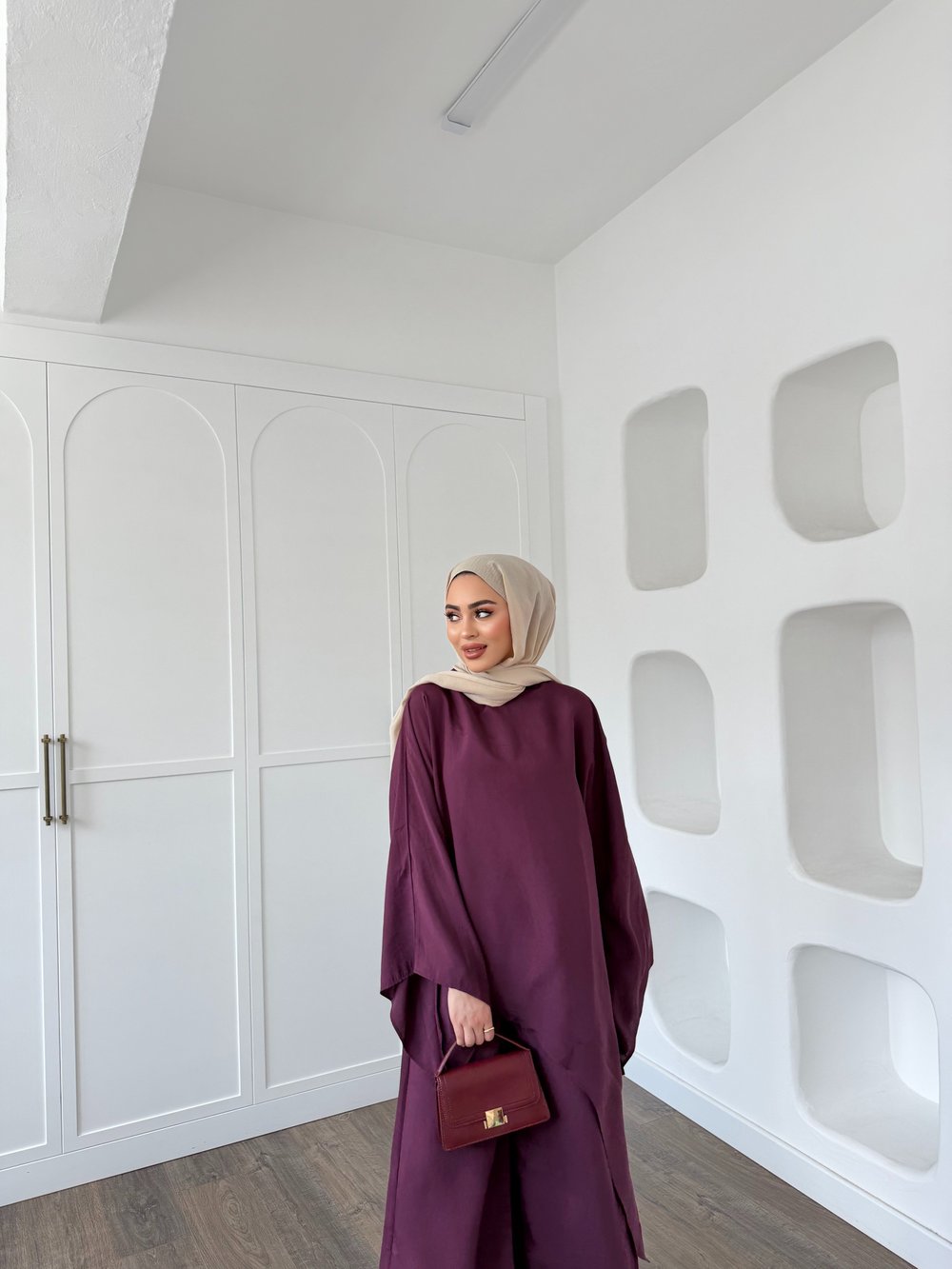 Nesly Pelerin Detay Takım - Mürdüm