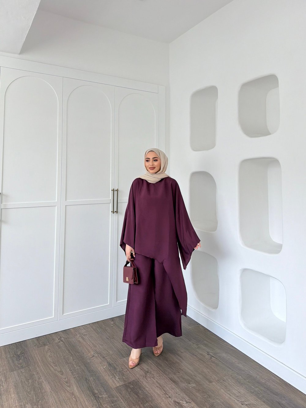 Nesly Pelerin Detay Takım - Mürdüm