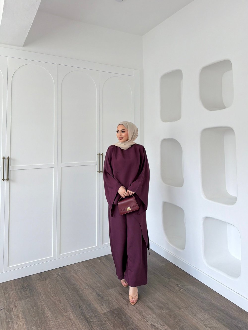 Nesly Pelerin Detay Takım - Mürdüm