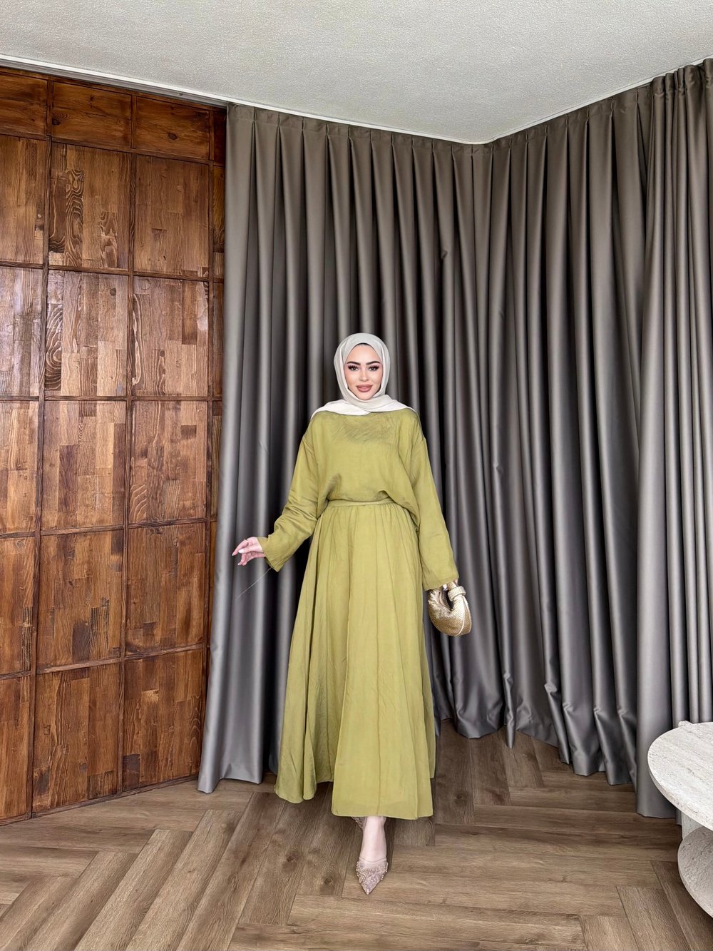 Nisa Etekli Takım - Yağyeşil