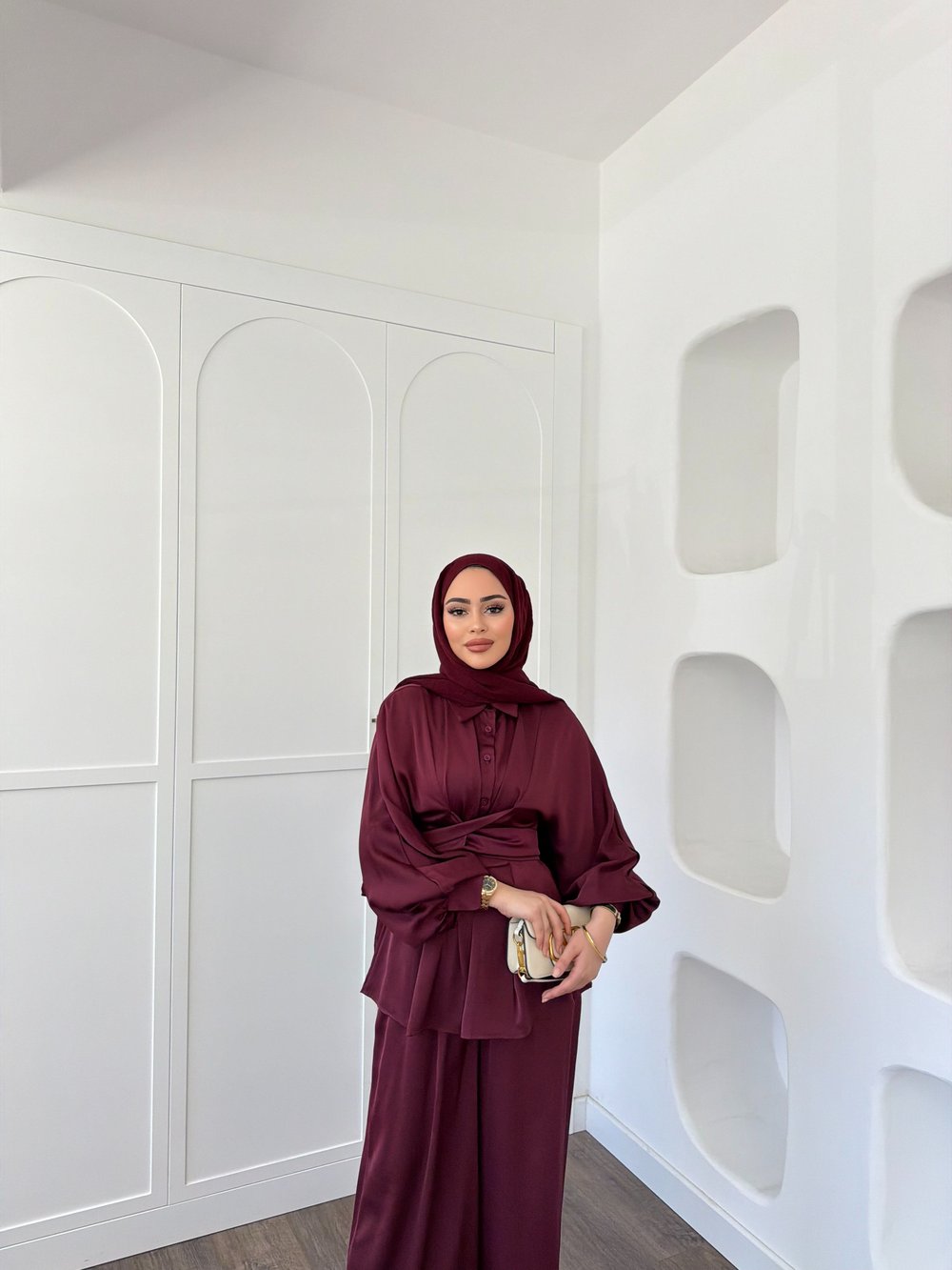 Nursu Saten Takım - Bordo