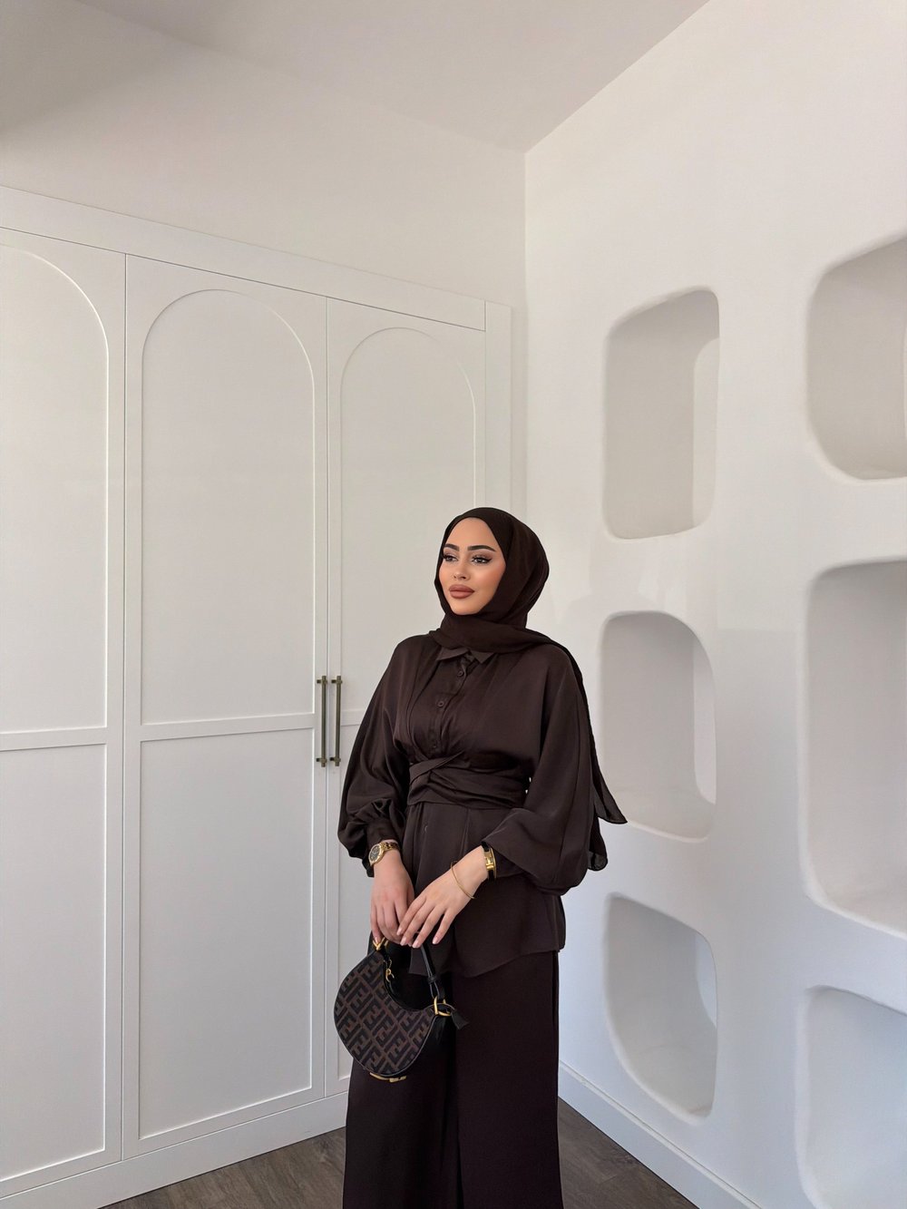 Nursu Saten Takım - Kahve