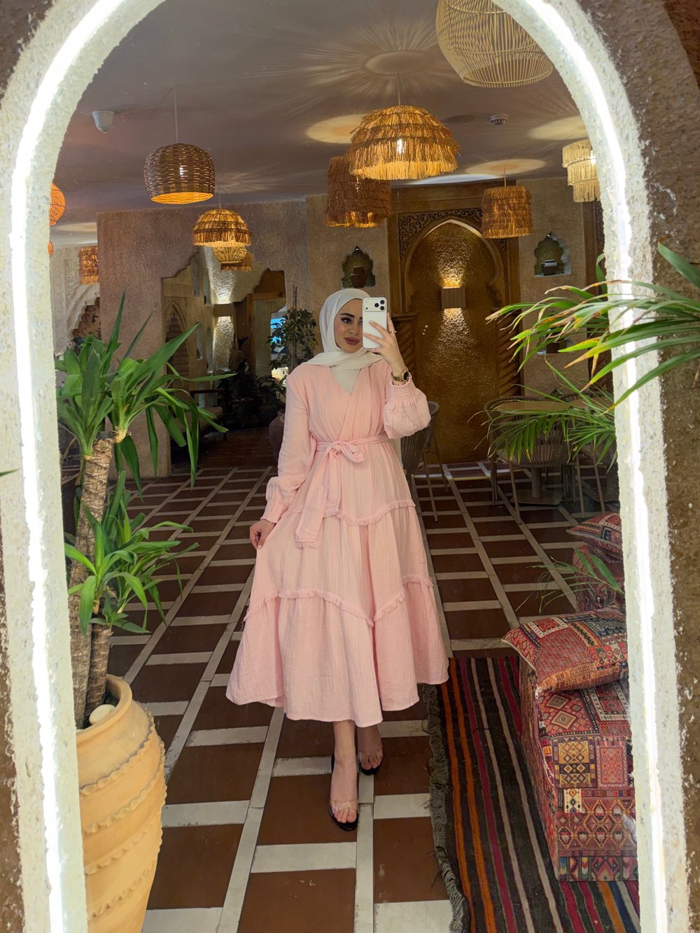 Peri Müslin Elbise - Pembe