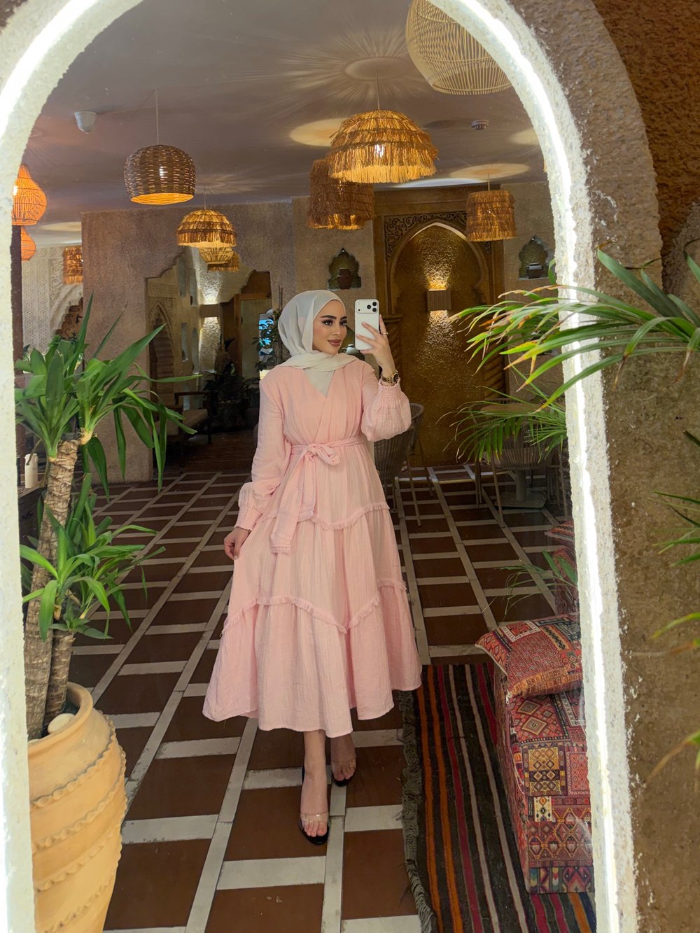 Peri Müslin Elbise - Pembe