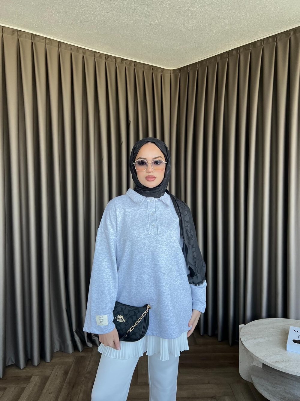 Polo Yaka Sweat - gri