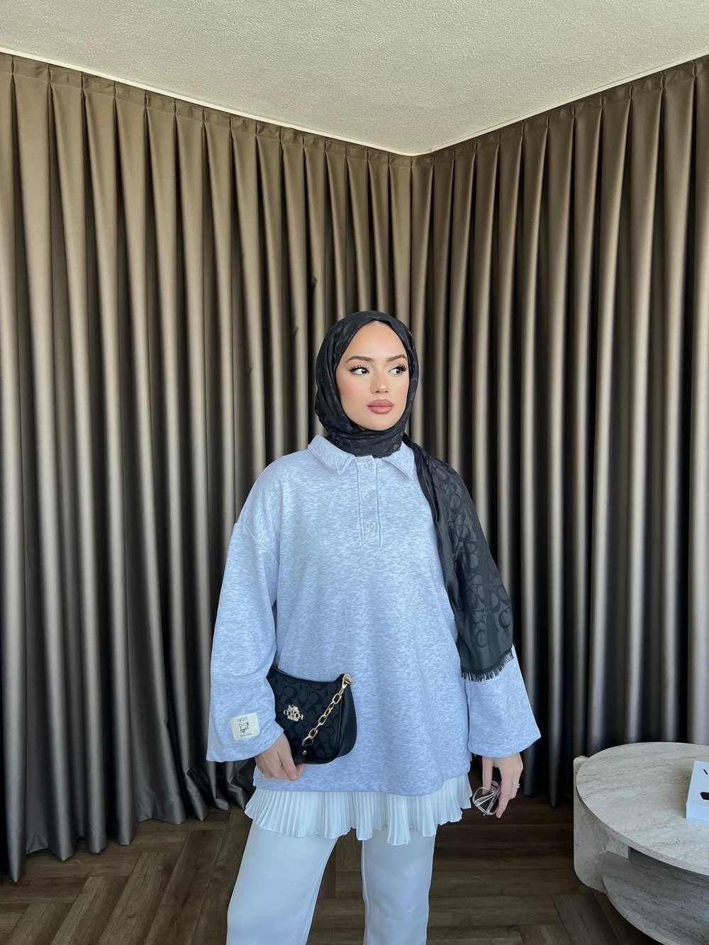 Polo Yaka Sweat - gri