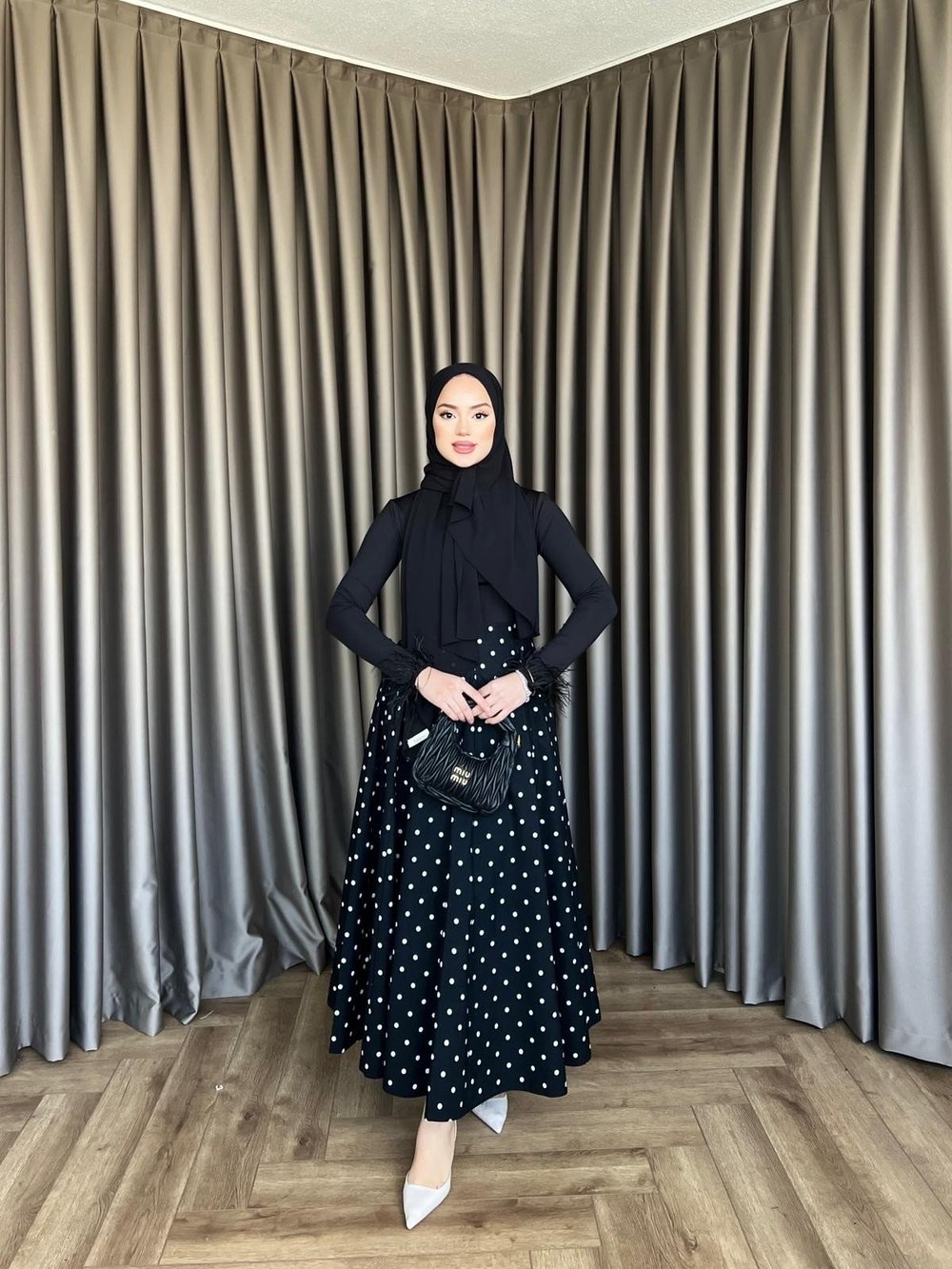 Puantiye Etek - Siyah