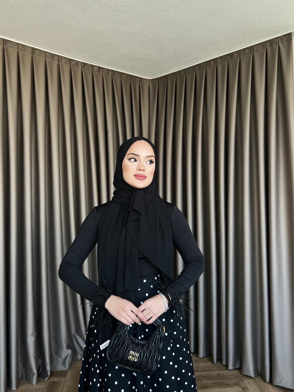 Puantiye Etek - Siyah