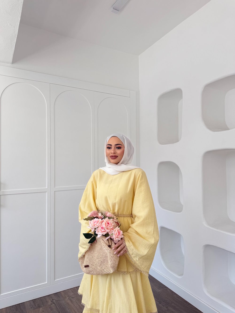 Reyya Müslin Elbise - Sarı