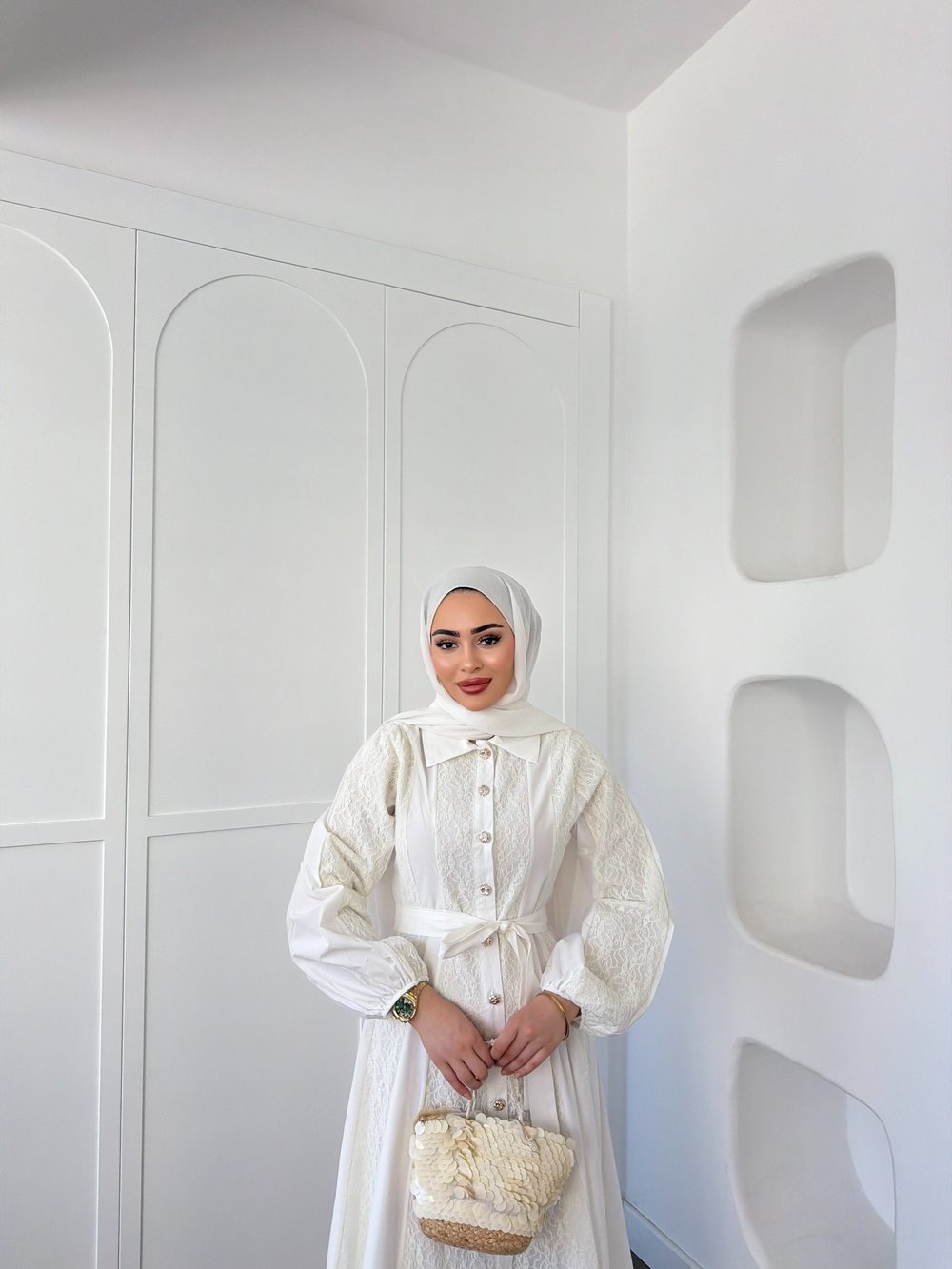 Rumi Dantel Elbise - Beyaz