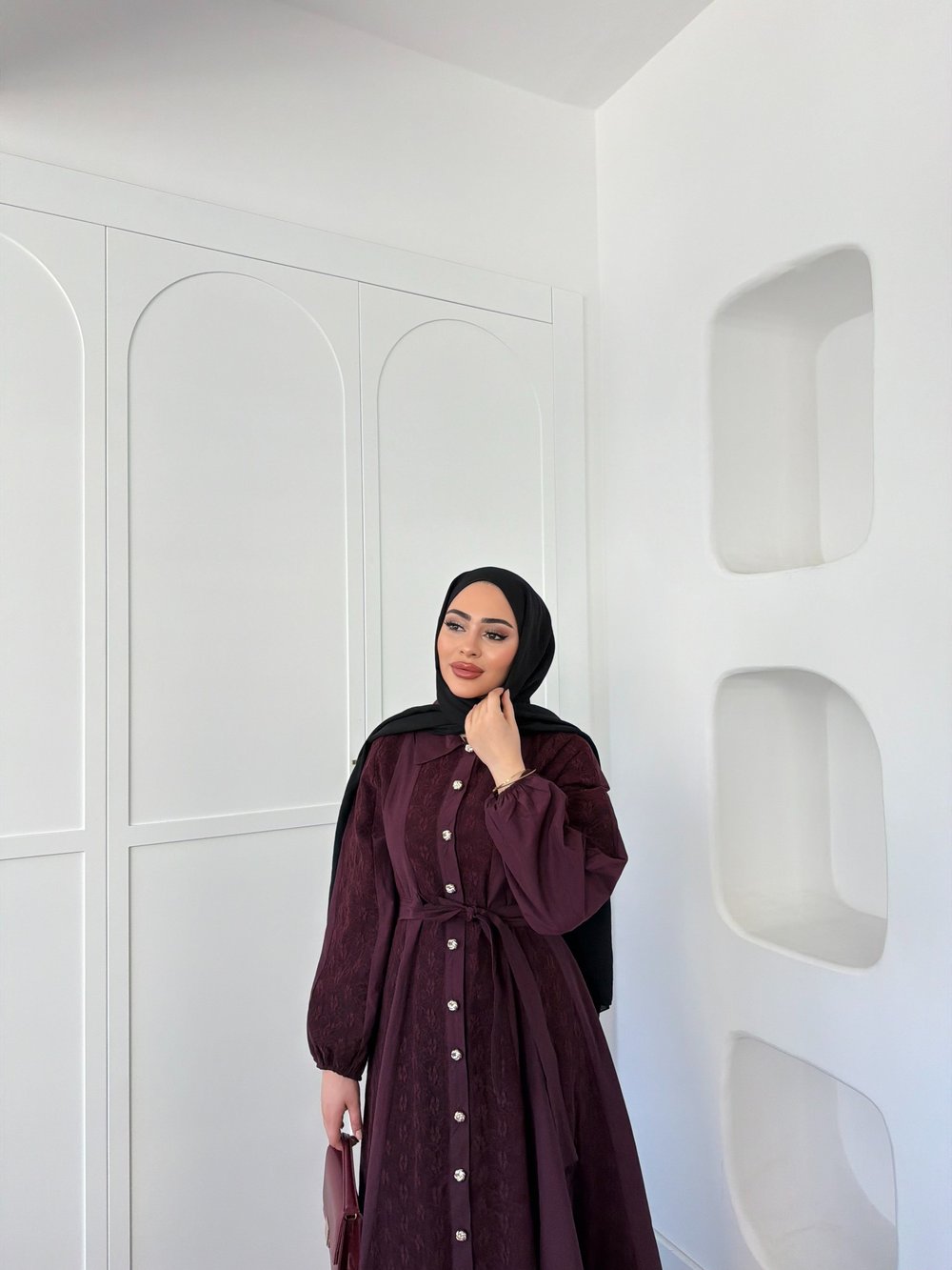 Rumi Dantel Elbise - Mürdüm