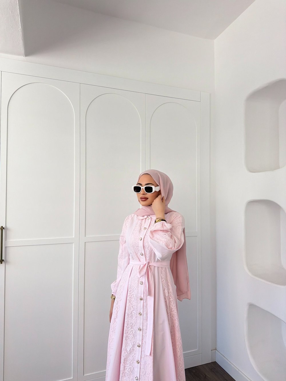 Rumi Dantel Elbise - Pembe