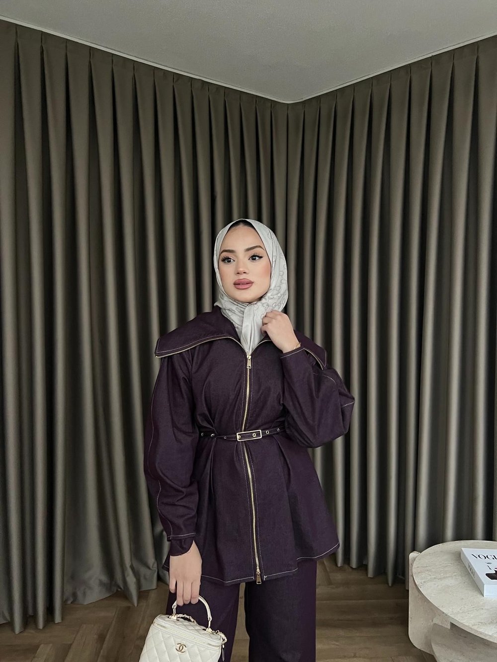 Rüveys Fermuarlı Takım - Mürdüm