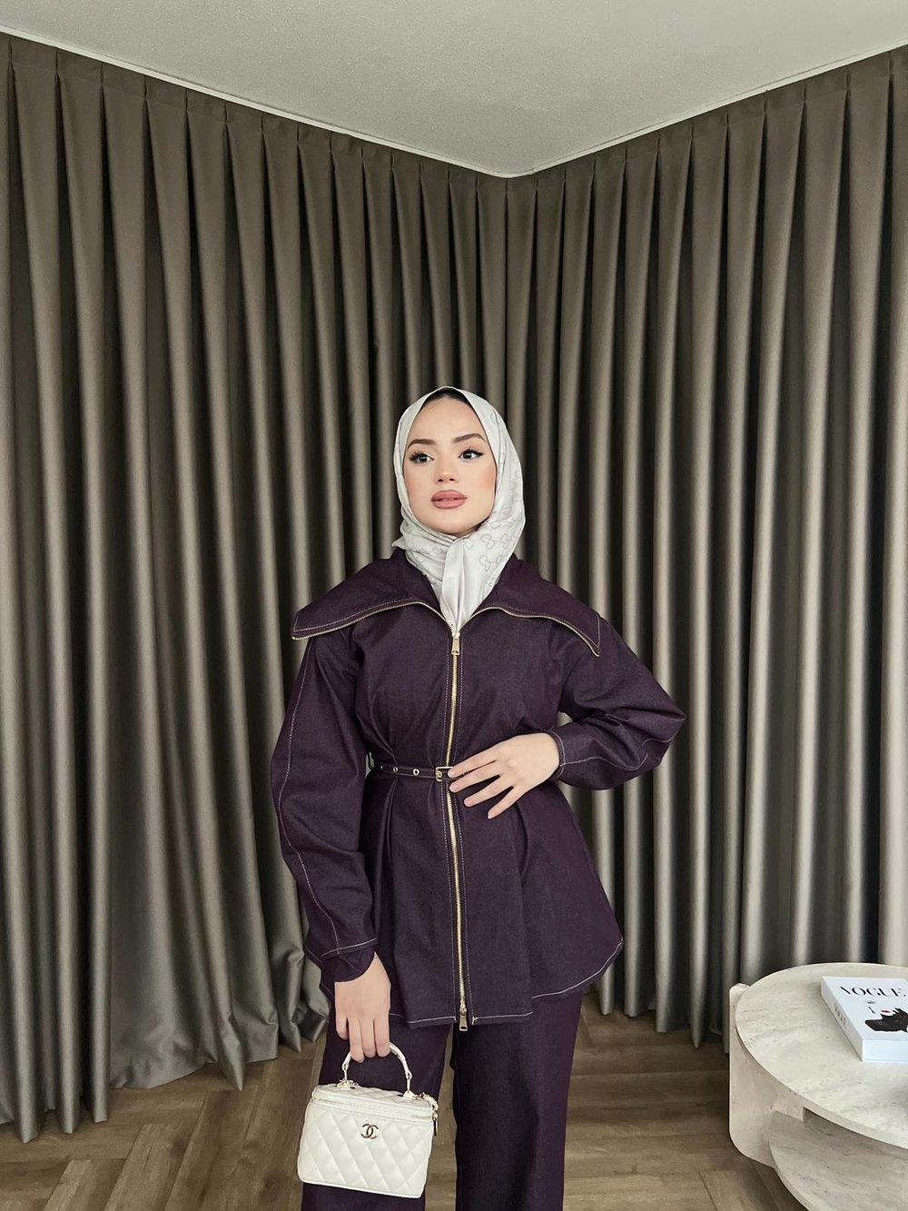 Rüveys Fermuarlı Takım - Mürdüm