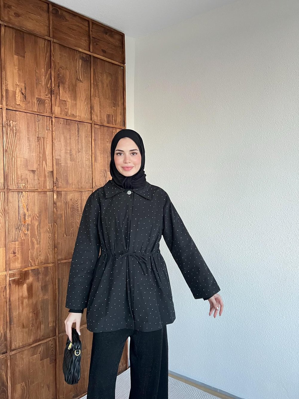 Sanma Trenç Taşlı - Siyah