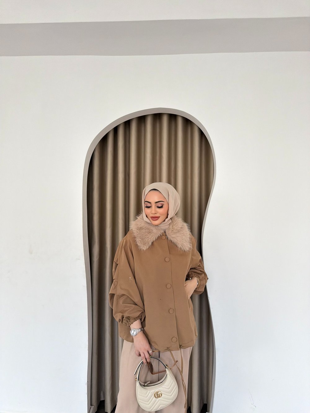Seta Kürk Detay Ceket - Camel