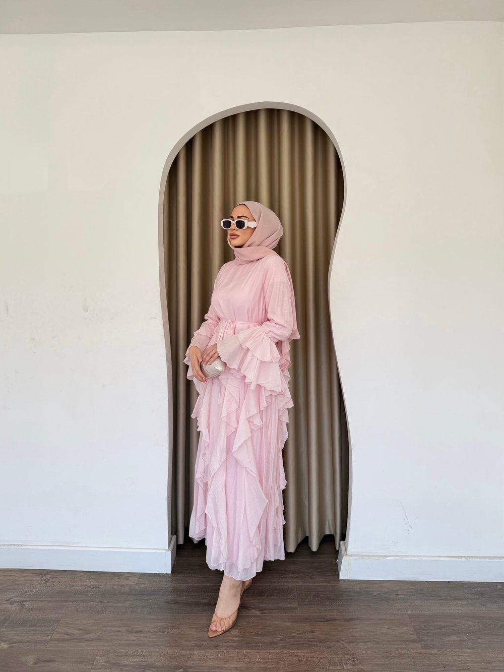 Şila Fırfırlı Elbise Q - Pembe