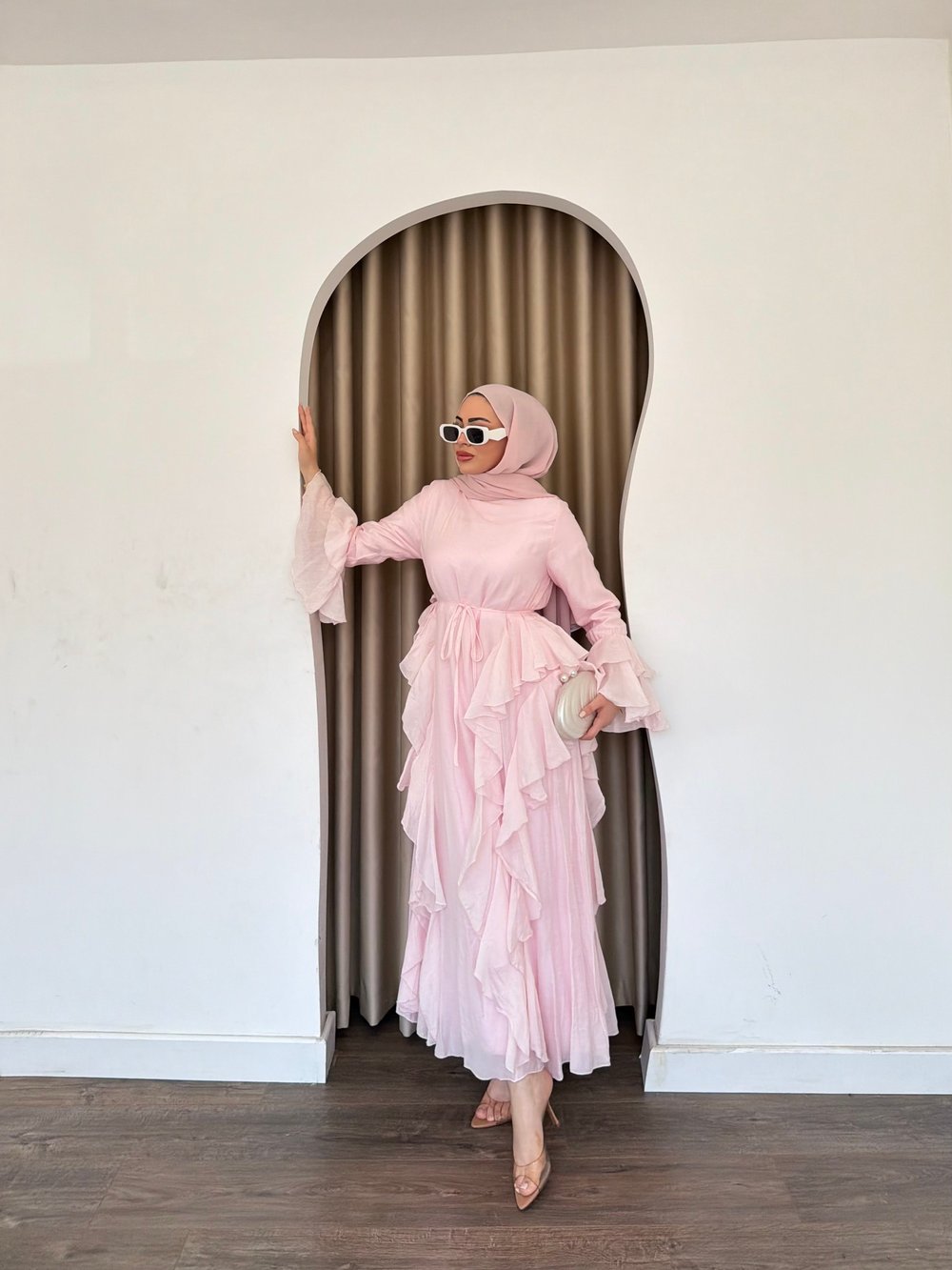 Şila Fırfırlı Elbise Q - Pembe
