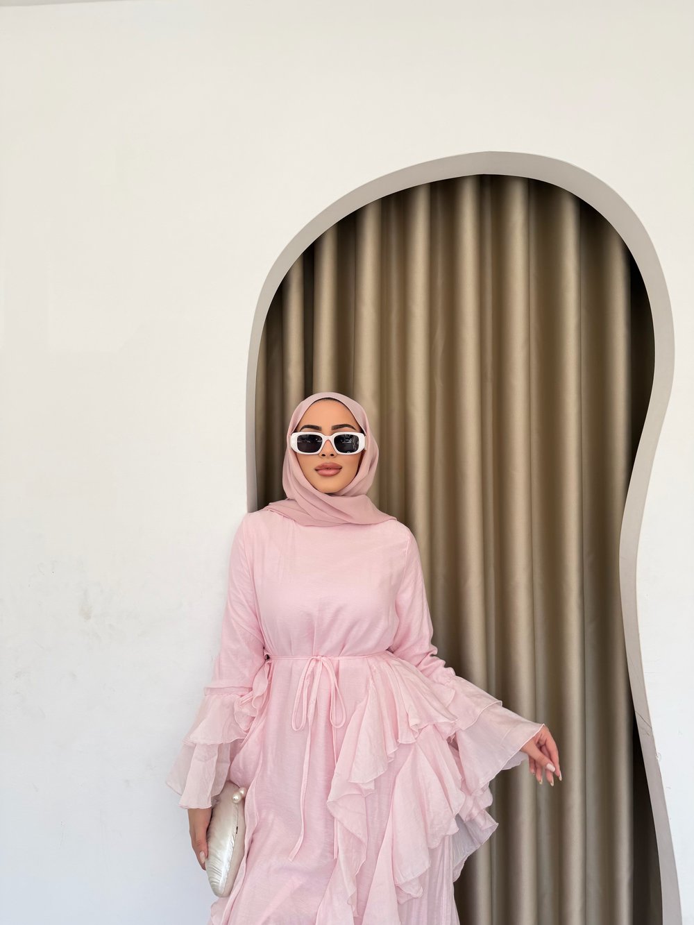 Şila Fırfırlı Elbise Q - Pembe