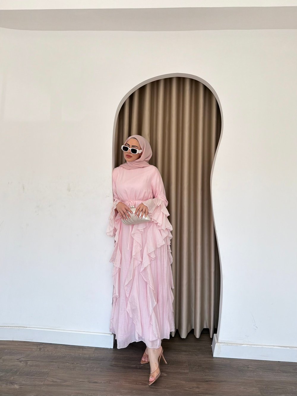 Şila Fırfırlı Elbise Q - Pembe