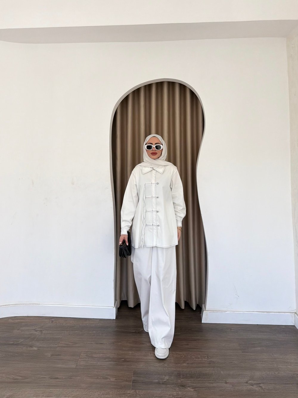 Sima Düğmeli Kot Takım - Beyaz